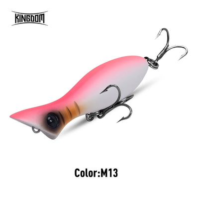 Fishing minnow lure with pink-to-white gradient and orange accents, 2 treble hooks