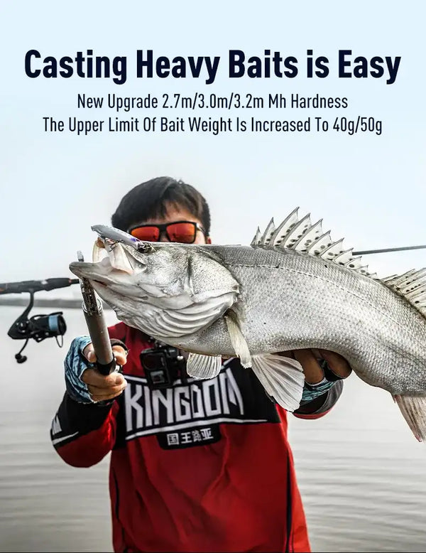 Long casting inshore fishing rod with black rod blank and red accents