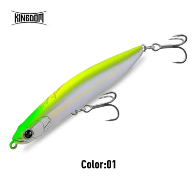 Fishing lure with metallic gray-blue body, black dots, and two treble hooks