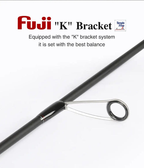 FUJI K bracket spinning fishing rod with black blank and front line guide