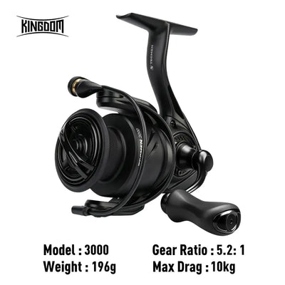KINGDOM spinning reel, Model 3000; gear ratio 5.2:1; max drag 10kg