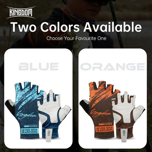 Two-color ice silk half-finger fishing gloves: blue and orange sets