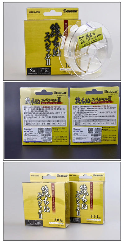 Seaguar Competition Raft Fishing Line II – 100% Fluorocarbon Leader 100m | Size #1.0 to #3.0 | Made in Japan