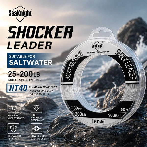 SeaKnight NT40 nylon fishing leader line spool, 50 m roll rated 200 LB