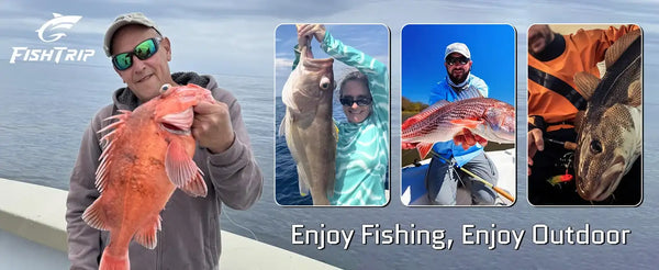 Pre-tied octopus hook fishing rigs lifestyle photo with anglers holding large catch