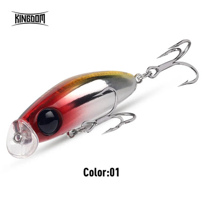 Red-silver minnow fishing lure with clear lip and triple hooks, color 01
