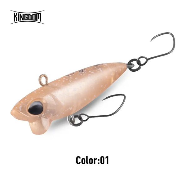 Tan micro sinking pencil lure with two treble hooks and large front eye