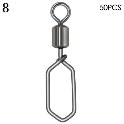Rolling snap swivel connector (size 8), steel alloy, hanging ring
