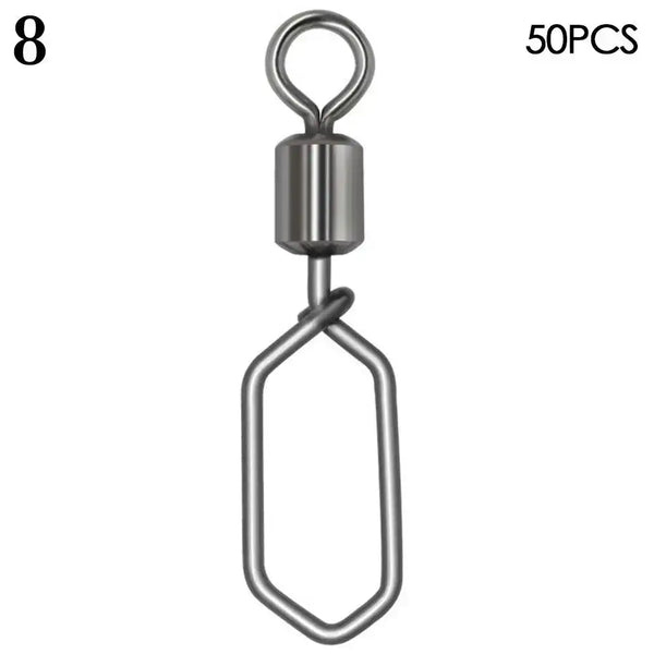 Rolling snap swivel connector (size 8), steel alloy, hanging ring