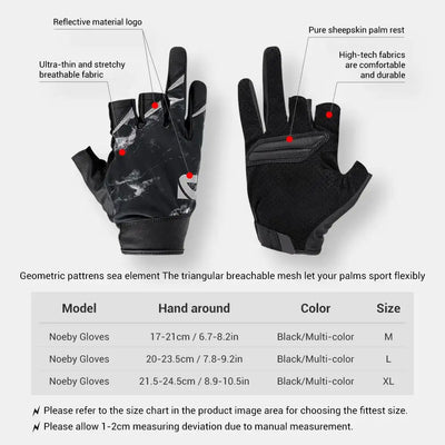 Noeby Half-Finger Fishing Gloves UPF50+ – Anti-Slip Sun Protection - Fishing Accessories - Cast N Go