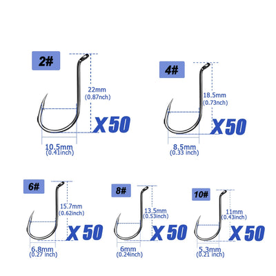 Offset Circle Hook Kit – High Carbon Steel | Mixed Sizes | 100–250pc | Bream Snapper