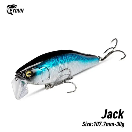 LEYDUN Hot JACK Minnow Fishing Lures 107.7mm 30g Floating Swimming High Quality Hard Baits Noise System Wobblers For Bass Pike -  - Cast N Go