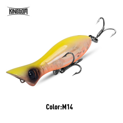 Fishing minnow lure in yellow with orange belly, 2 treble hooks