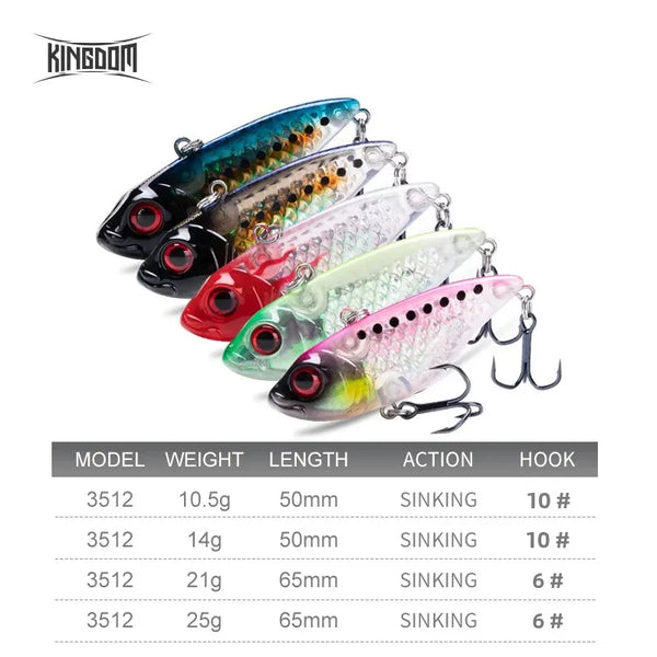 Kingdom VIB sinking hard bait crankbaits set, assorted colors with treble hooks and split rings