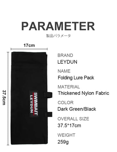 LEYDUN Swimbait Wrap Bag – Fits Up To 12" Baits | 4 Dual-Access Hybrid Pockets | Soft & Hard Lures | Green / Black