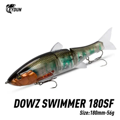LEYDUN DOWZ SWIMMER 180SF 2oz Slow Floating Fishing Lures Triple Joint Body Glide Swimbaits Hard Baits Wobblers For Bass Pike -  - Cast N Go