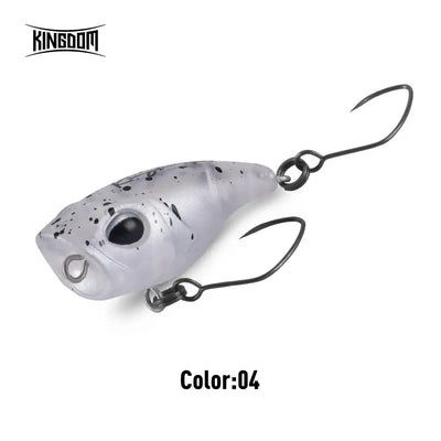 Floating fishing lure, silver gray speckled body with black eye and two treble hooks