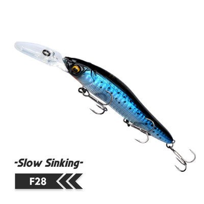110mm minnow wobbler hard bait in blue-black with silver belly and treble hooks