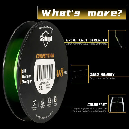 SeaKnight Super Smooth U8 Pro Competitions Fishing Line 150M Seawater-proof UV-proof Si+Coating 8 Weaves Long-Distance PE Line -  - Cast N Go