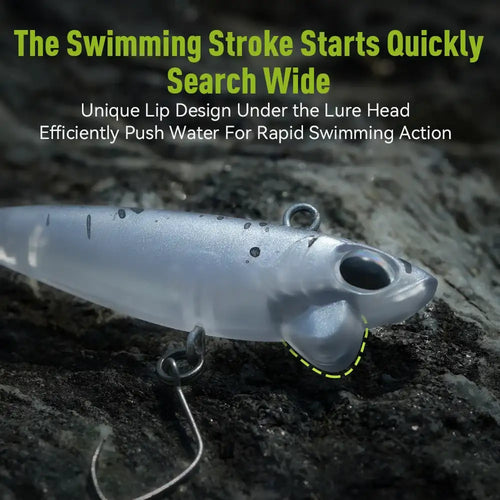 Silver micro sinking pencil lure with two treble hooks and front eye