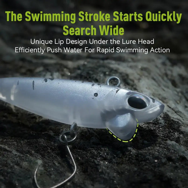 Silver micro sinking pencil lure with two treble hooks and front eye