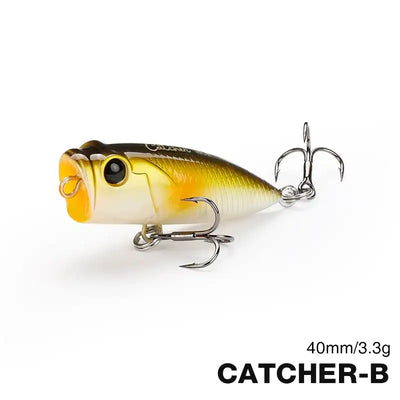 Tsurinoya CATCHER 40F popper lure, yellow orange belly with dark top and treble hooks