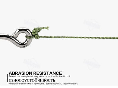 Green braided fishing line with metal swivel and looped connection