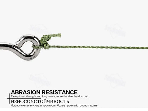 Green braided fishing line with metal swivel and looped connection