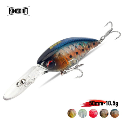 3D laser crankbait minnow with two treble hooks and split rings, 50mm