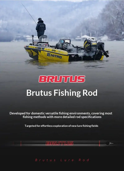Brutus lure fishing rod graphic with rod outline