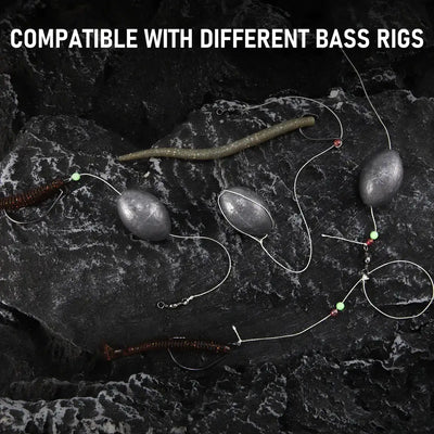 Egg sinker set on fishing line with swivels and small colored beads