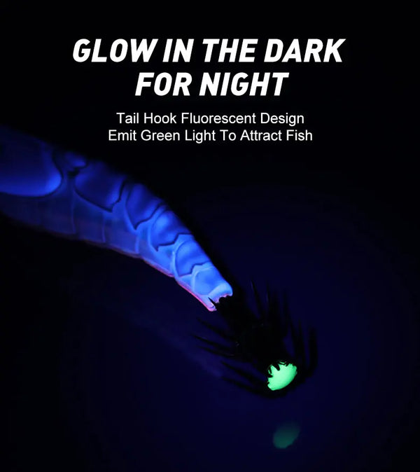 Luminous squid jig lure with glowing green tail hook
