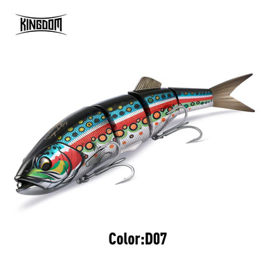 4-segment jointed hard body swimbait lure, teal orange and silver, 180mm