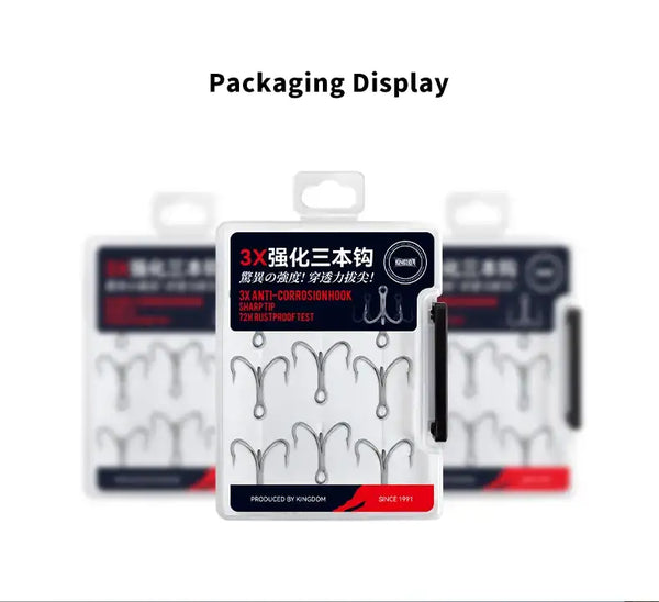 3X treble hook 8-pack in blister card, saltwater, multiple sizes