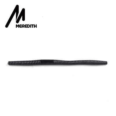 Silicone fishing worm lure, dark gray/black, ribbed 140mm profile