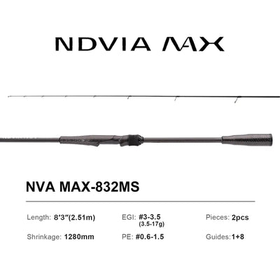 Purelure NDVIA MAX Ajing & Eging Rod – Tubular Tip | Spinning & Casting | 6'0" to 8'6"