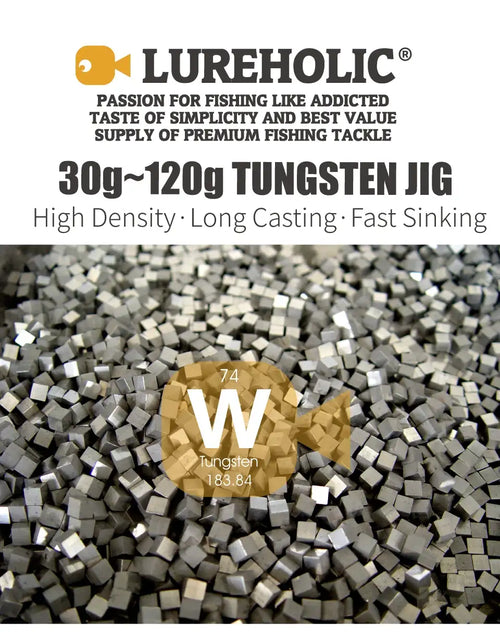 Lureholic 30g ~ 120g Tungsten Jig Slow Falling Hard Bait Fast Sinking Long Casting Metal Jig for Lure Fishig with Hooks -  - Cast N Go