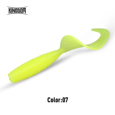 Kingdom Tanan-Tail soft plastic paddle-tail lure in lime green, ribbed body