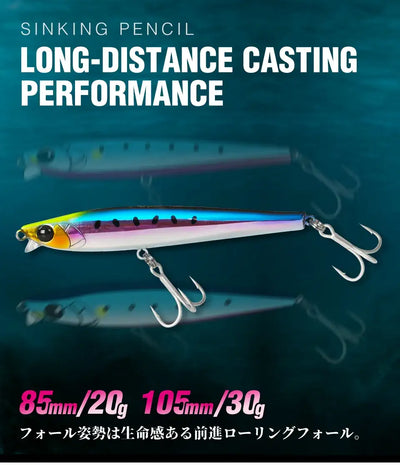 TSURINOYA 85S 105S Short Lip Heavy Fishing Lure Sinking Pencil AIRAZOR 85mm 20g 105mm 30g Long Casting Lipless Sea Fishing Lure -  - Cast N Go