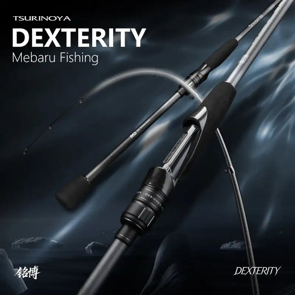 Spinning fishing rod with black handle and silver reel seat, graphite blank