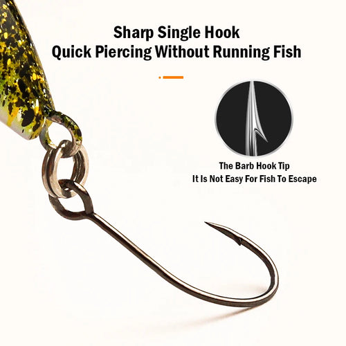 Micro minnow crankbait with single sharp hook and split-ring attachment