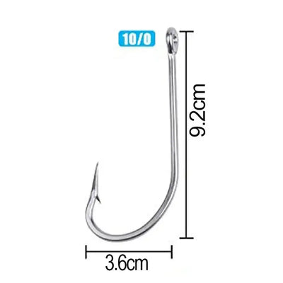 J hook fishing hook size 10/0, 9.2cm overall length