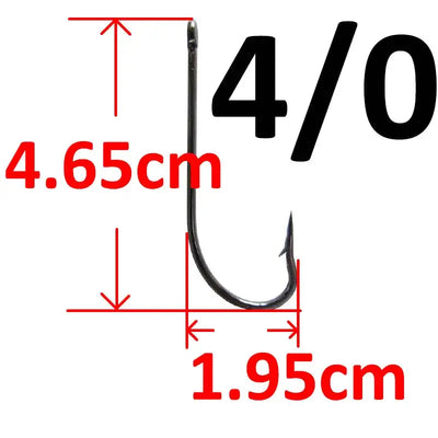 Black long-shank barbed fishhook, #4/0 size
