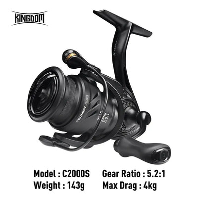 KINGDOM spinning reel, Model C2000S; gear ratio 5.2:1; max drag 4kg