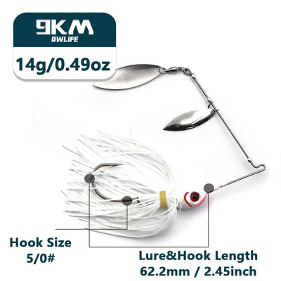 9KM DWLIFE Spinnerbait – Double Willow Blade | Ball Bearing | 10g & 14g | Bass Barramundi Golden Perch