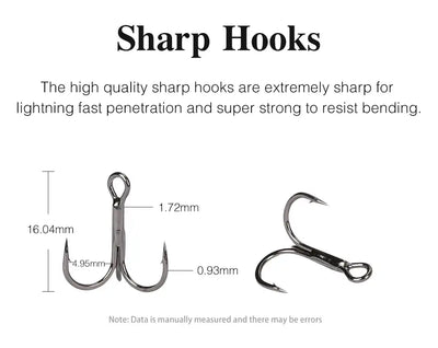 Metal fishing hooks set with sharp curved points and eyelet attachment
