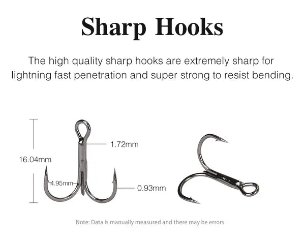 Metal fishing hooks set with sharp curved points and eyelet attachment