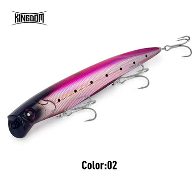 Floating minnow lure, Color:02 pink body with dark head and red eye, three treble hooks
