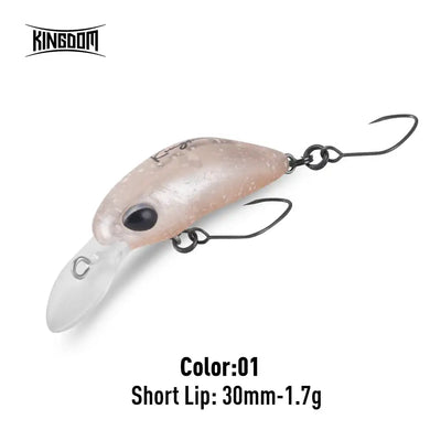 Artificial crankbait minnow lure, pale beige with black eye, short lip, treble hooks