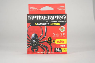 SeaKnight SPIDERPRO X8 8-Strand Braid – Si+ Two-Layer Coating | Ultra-Density | 15–100lb | 100m | 4 Colours